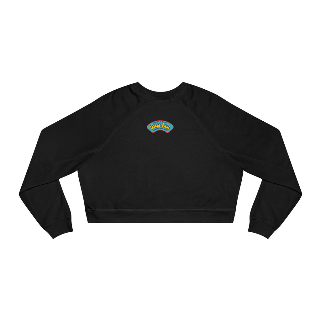 Otter Fest Picking' & Grinning Women's Cropped Banjo Sweatshirt | Musician Instrument Graphic
