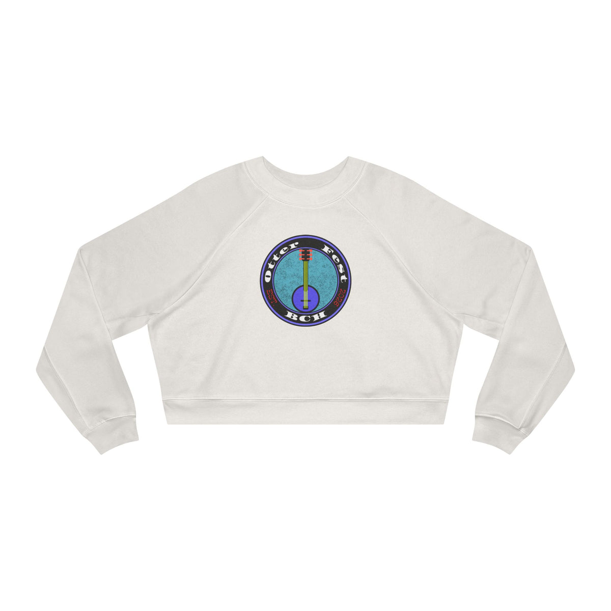 Otter Fest Picking' & Grinning Women's Cropped Banjo Sweatshirt | Musician Instrument Graphic