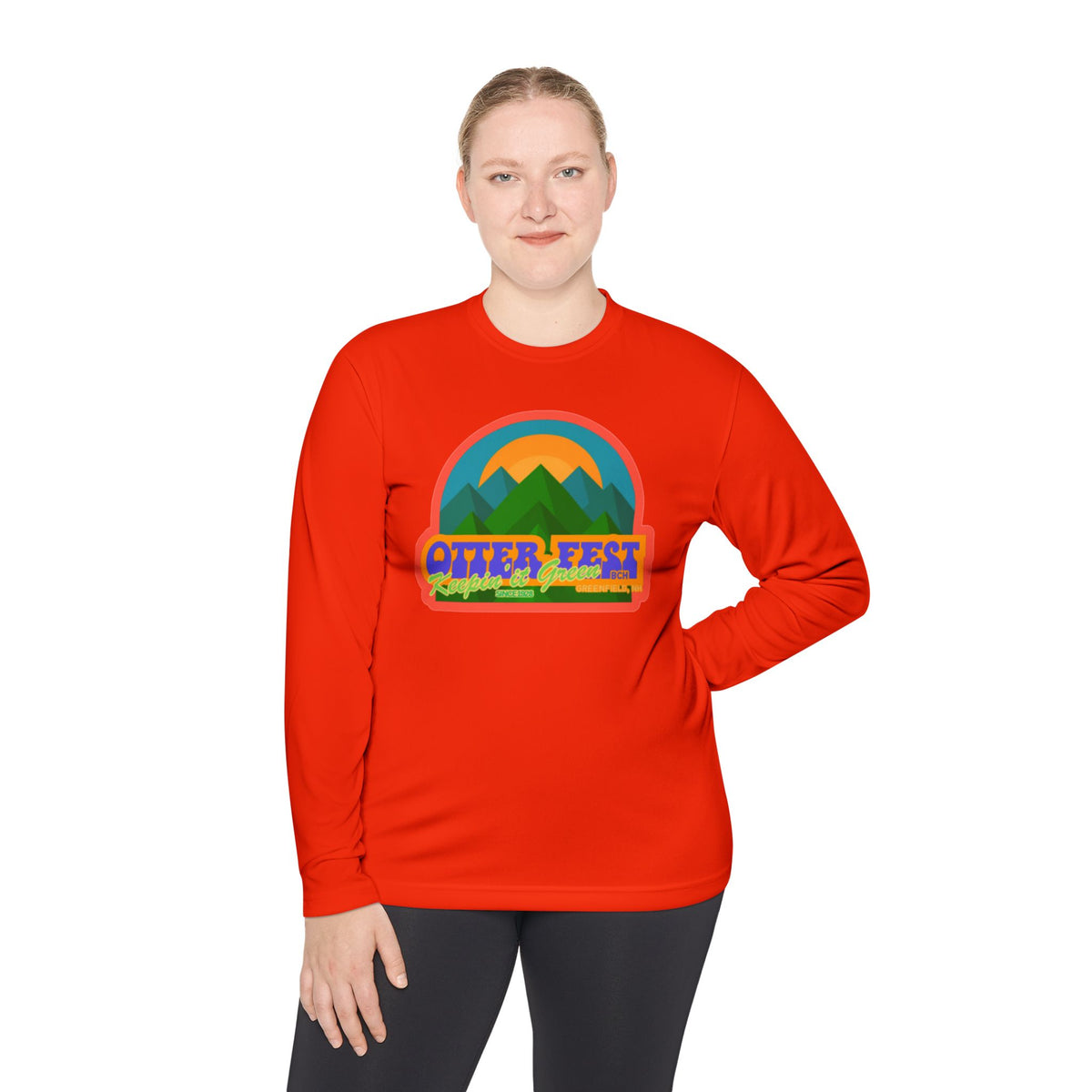 Otter Fest Mountain, Keeping it Green Long Sleeve Tee | Retro Outdoor Festival Shirt