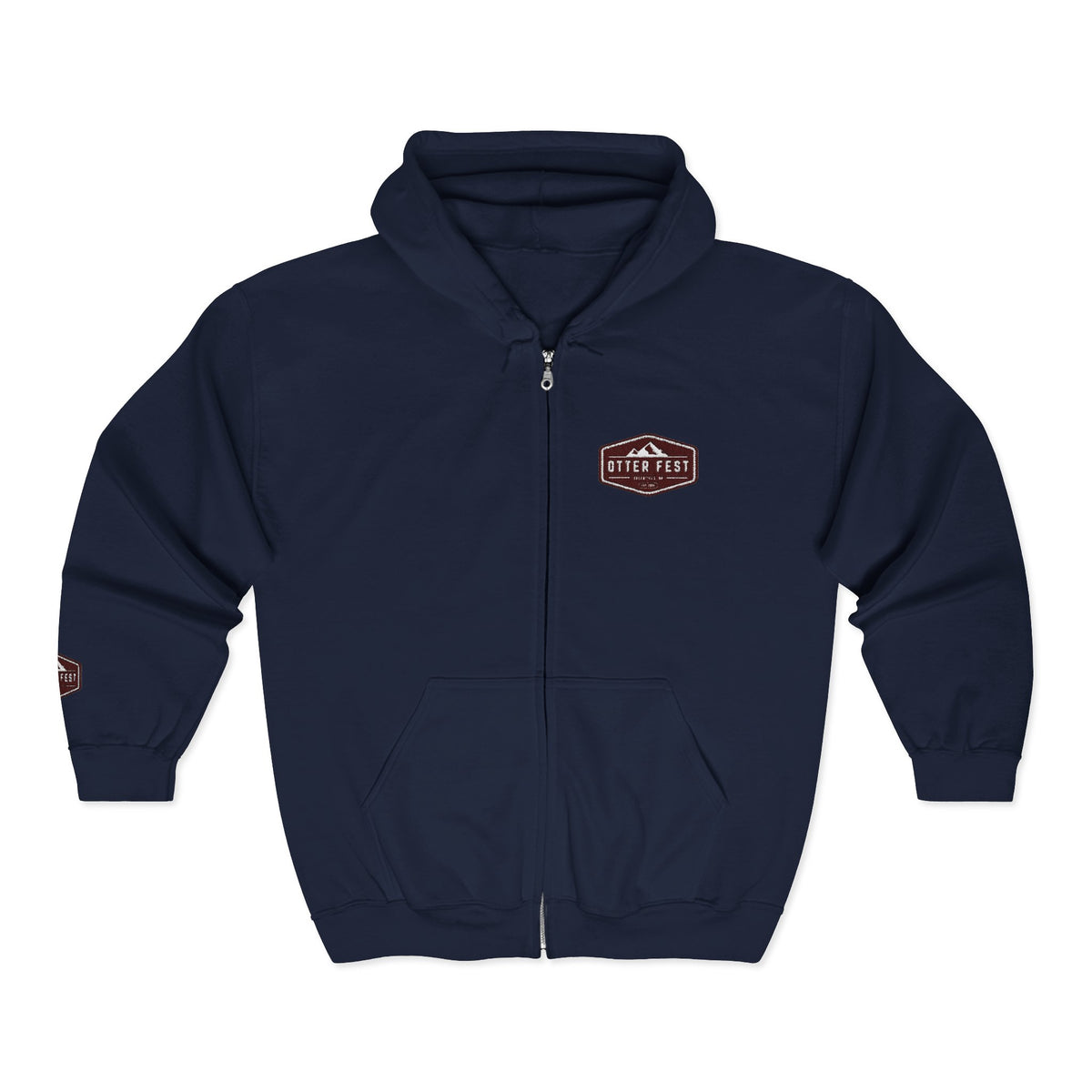 Otter Fest Shield Logo Zip Hoodie | White Full-Zip Sweatshirt
