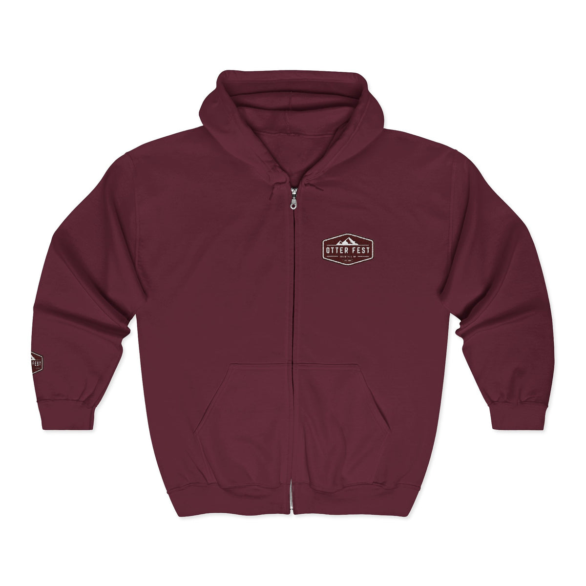 Otter Fest Shield Logo Zip Hoodie | White Full-Zip Sweatshirt