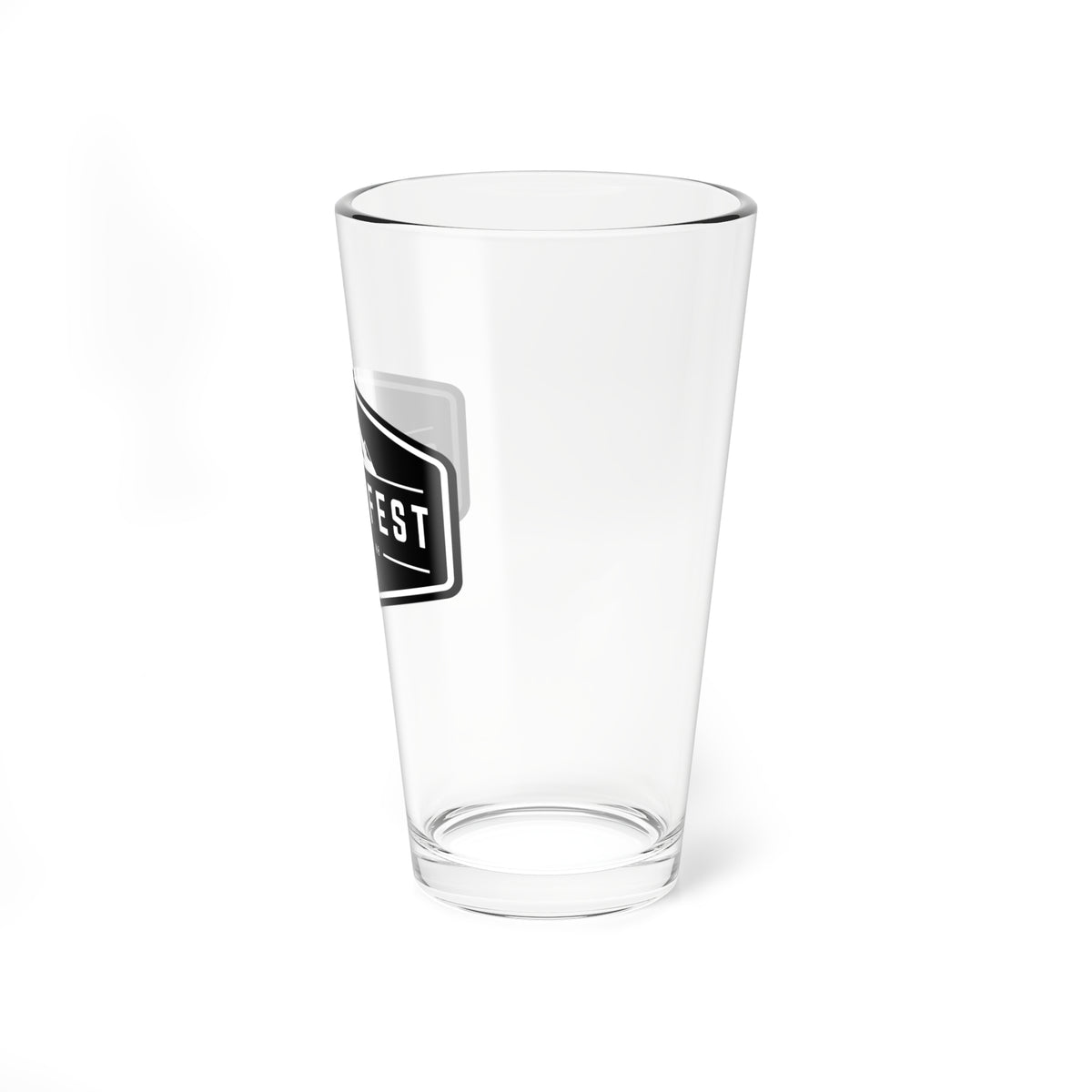 Black Otter Fest Mountain Badge Mixing Glass | 16oz Pint Glass