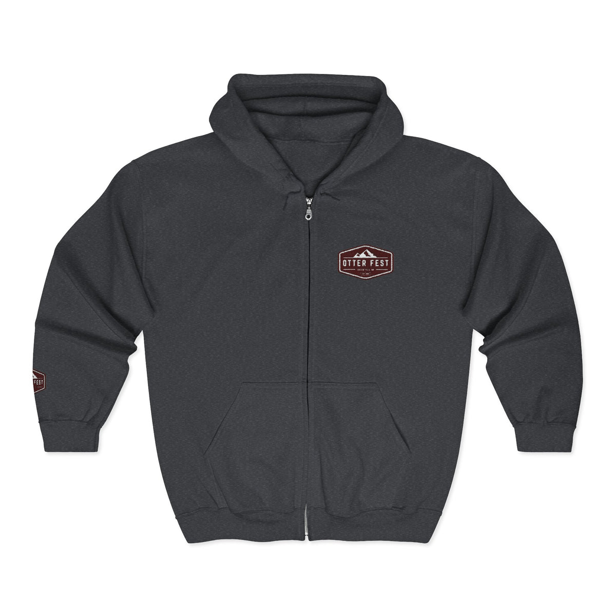 Otter Fest Shield Logo Zip Hoodie | White Full-Zip Sweatshirt