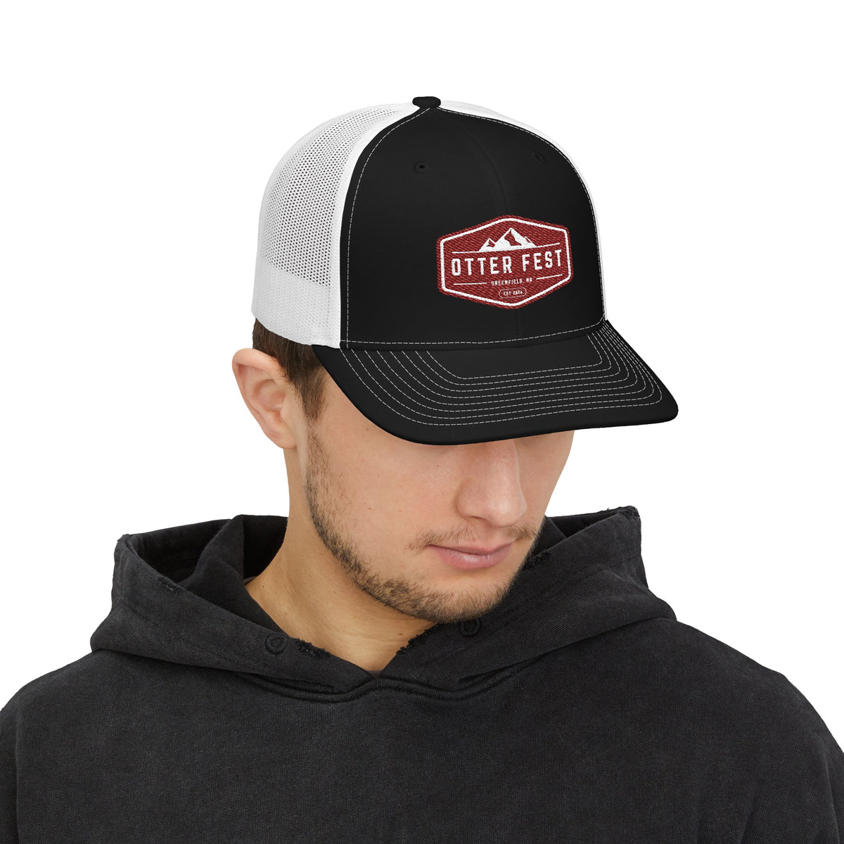 Otter Fest Mountain Badge Snapback Trucker Cap | Outdoor Logo Hat