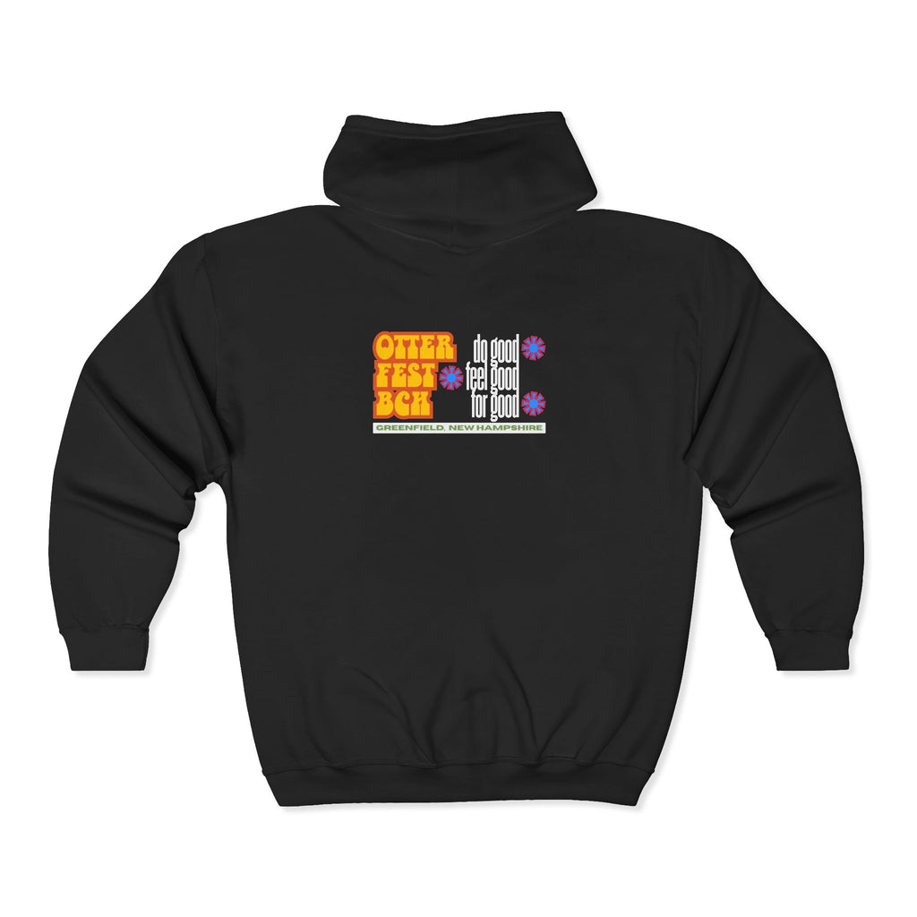 Otter Fest BCH Do Good, Feel Good, For Goo Zip Hoodie | Otter Illustration, Retro Block Text