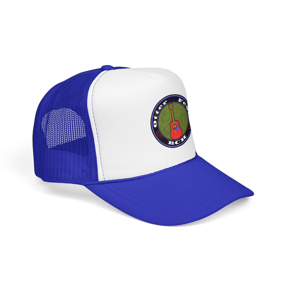 Otter Fest Retro Peace Sign/ Acoustic Guitar Patch Foam Trucker Hat |