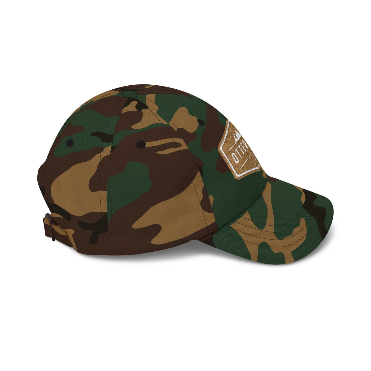 Otter Fest  Golden Mountain Badge Classic Dad Cap | outdoor logo hat