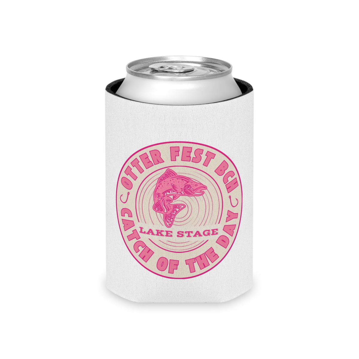 Otter Fest Catch of the Day Logo Can Cooler | Breast Cancer Awareness Month