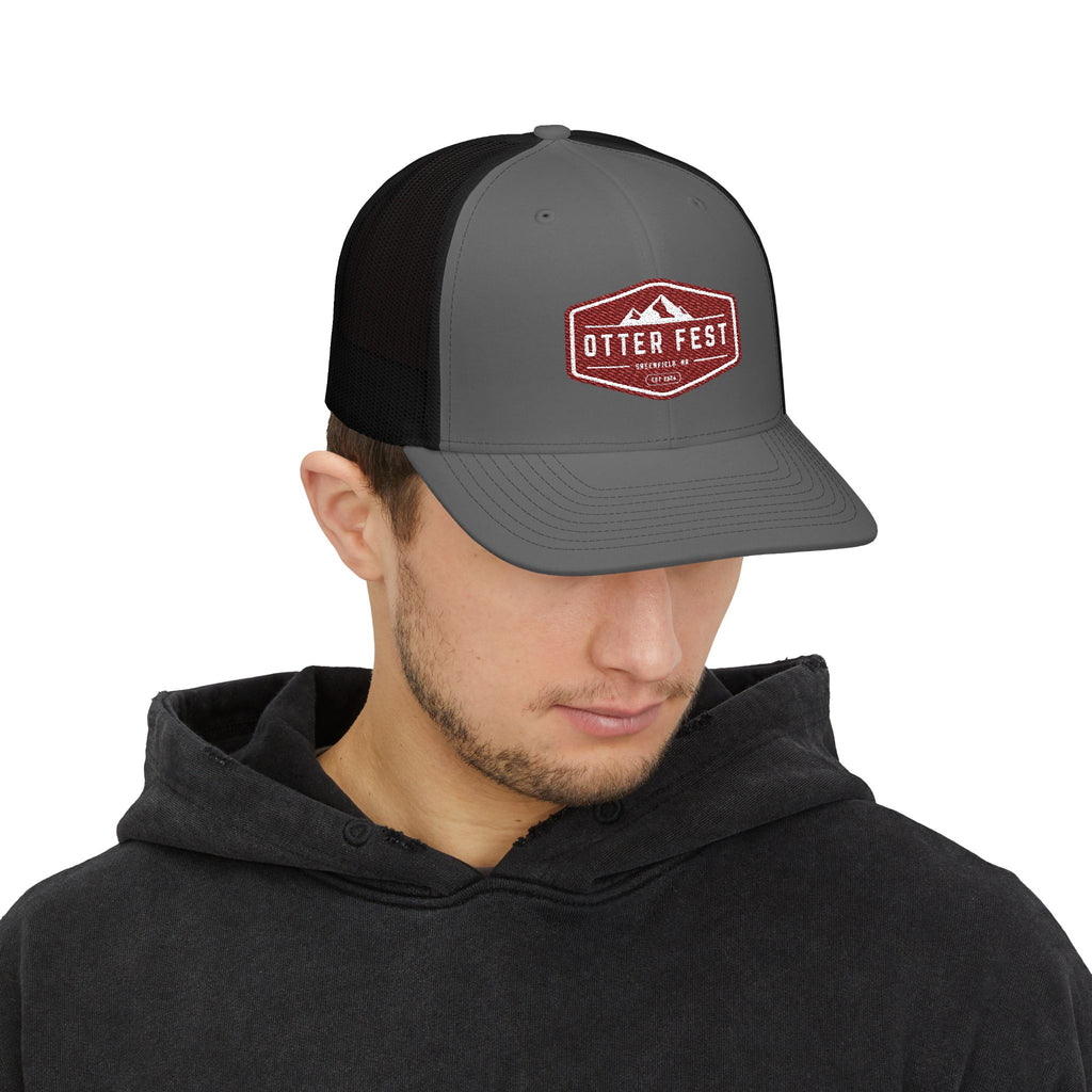 Otter Fest Mountain Badge Snapback Trucker Cap | Outdoor Logo Hat
