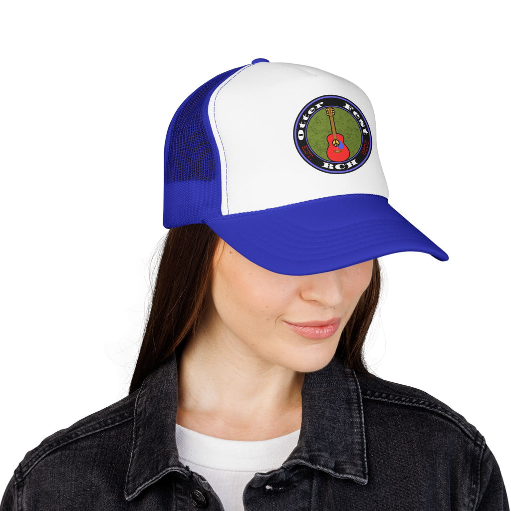 Otter Fest Retro Peace Sign/ Acoustic Guitar Patch Foam Trucker Hat |