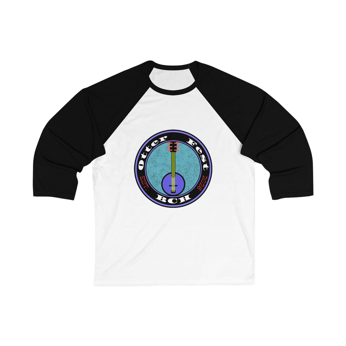 Otter Fest Banjo Circle Logo Baseball Tee | Otter Fest Bluegrass Stage