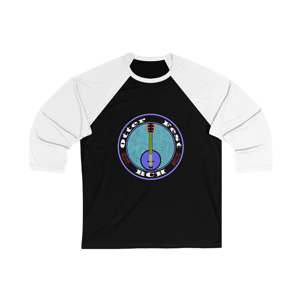 Otter Fest Banjo Circle Logo Baseball Tee | Otter Fest Bluegrass Stage