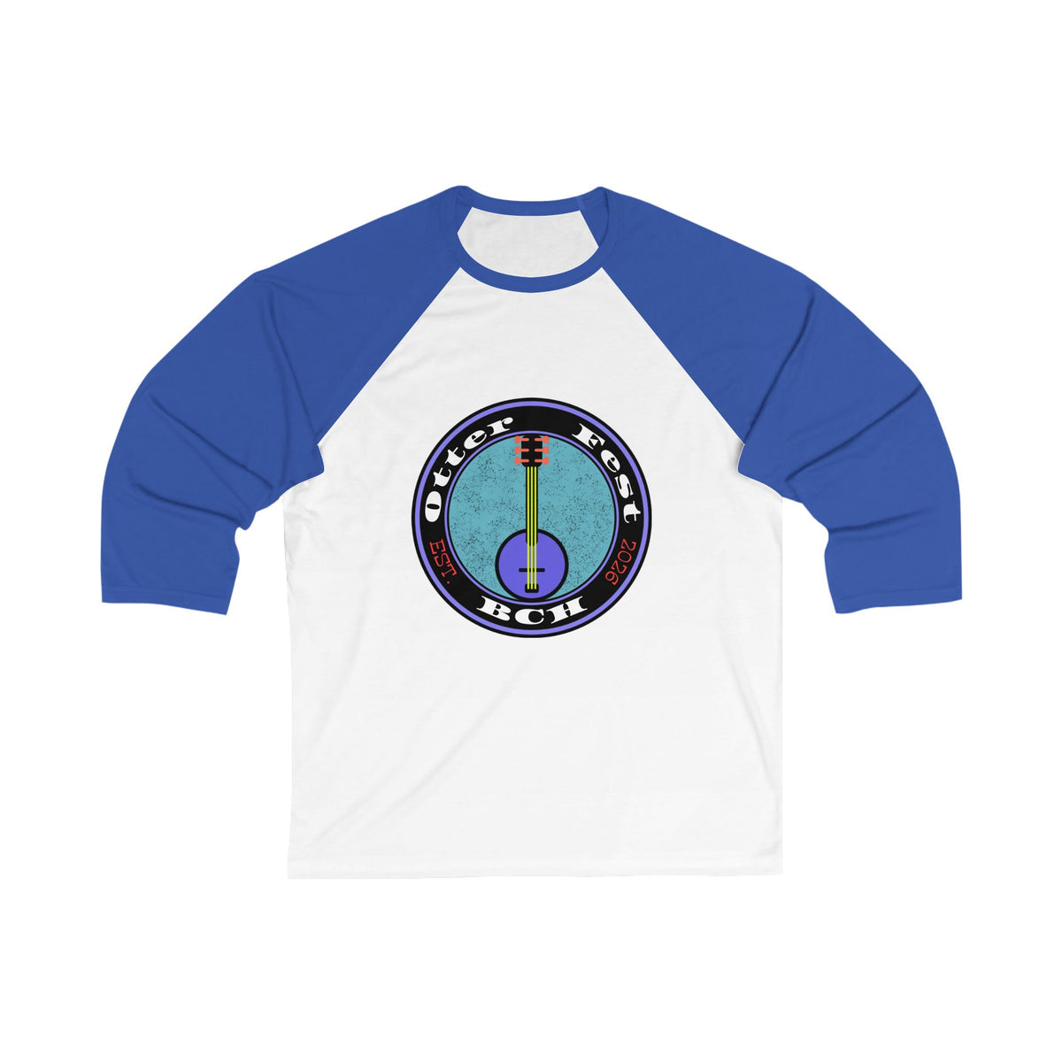 Otter Fest Banjo Circle Logo Baseball Tee | Otter Fest Bluegrass Stage