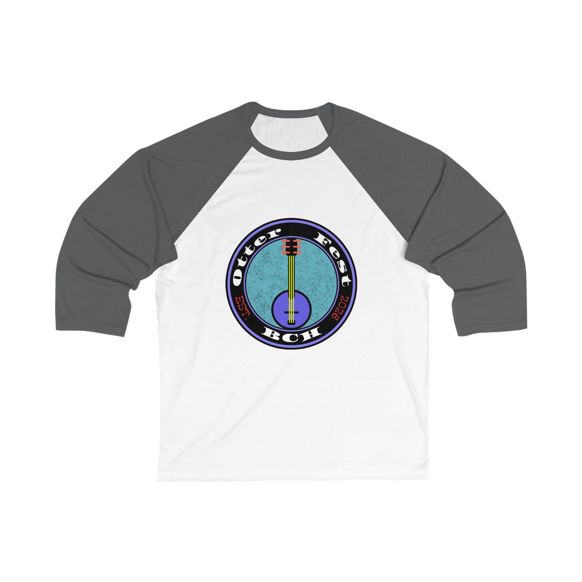 Otter Fest Banjo Circle Logo Baseball Tee | Otter Fest Bluegrass Stage