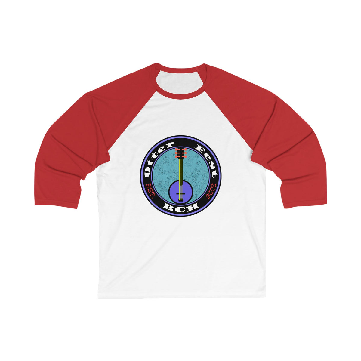 Otter Fest Banjo Circle Logo Baseball Tee | Otter Fest Bluegrass Stage
