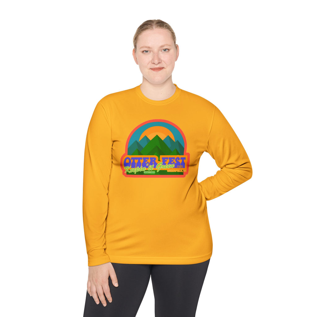 Otter Fest Mountain, Keeping it Green Long Sleeve Tee | Retro Outdoor Festival Shirt