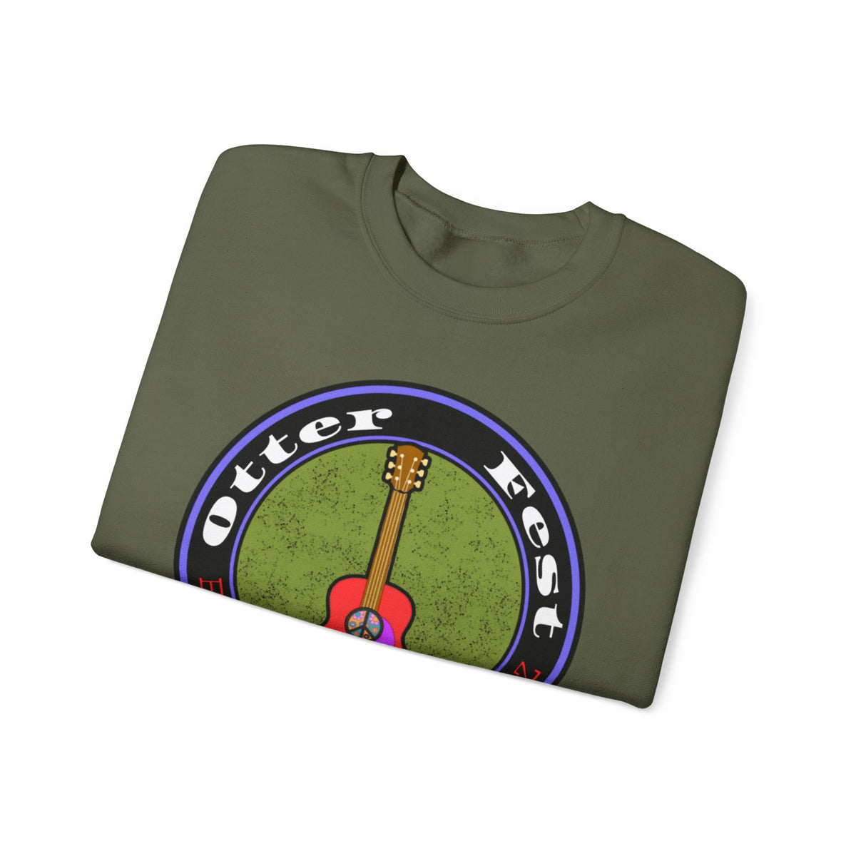 Acoustic Guitar Circle Logo Sweatshirt | Retro Folk Music Graphic