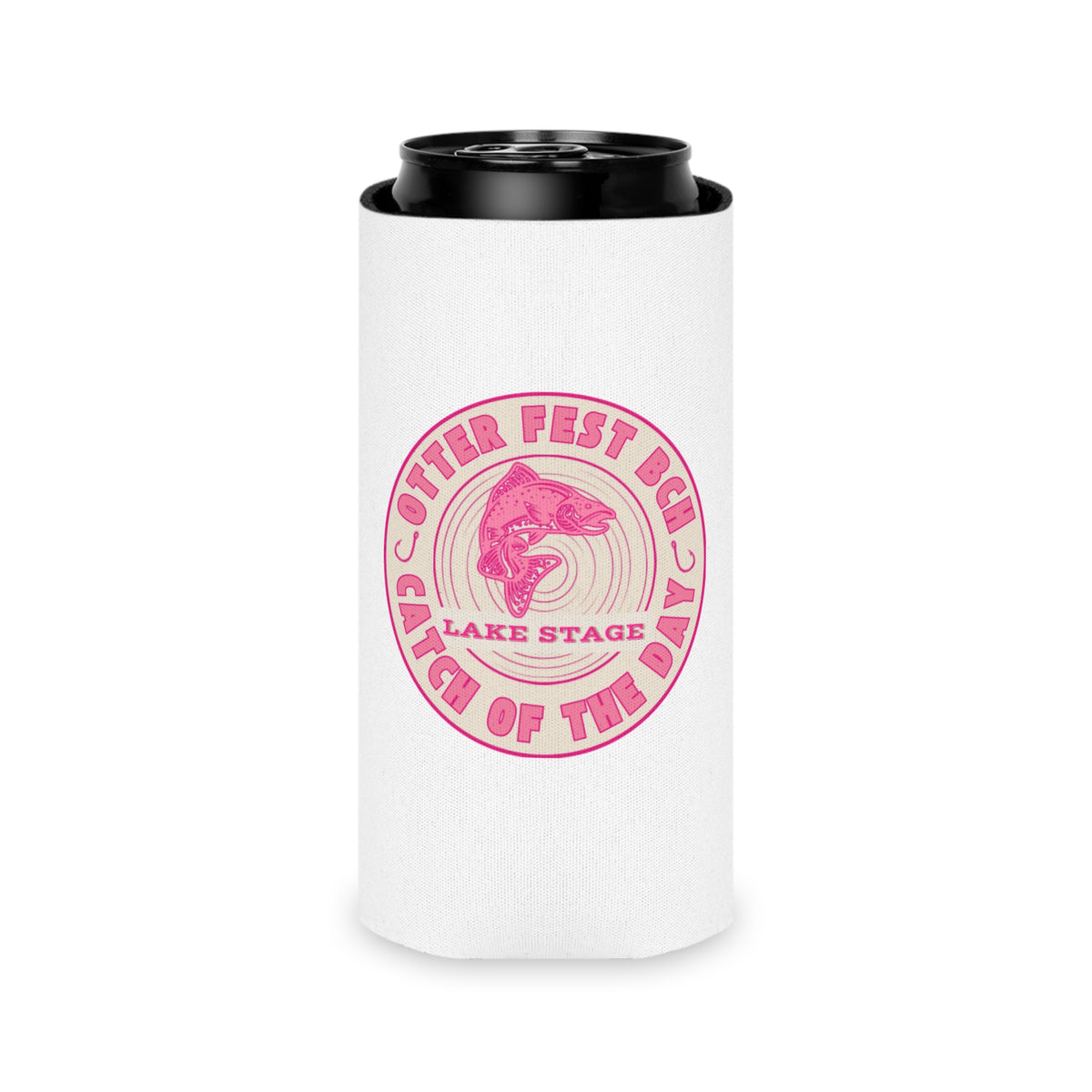 Otter Fest Catch of the Day Logo Can Cooler | Breast Cancer Awareness Month