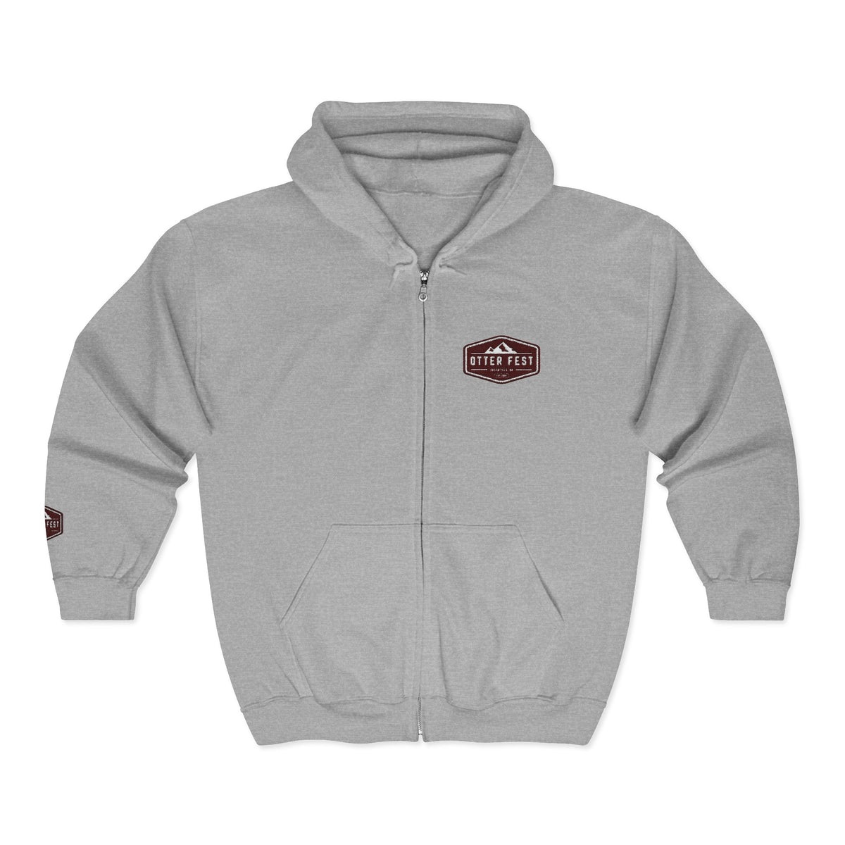 Otter Fest Shield Logo Zip Hoodie | White Full-Zip Sweatshirt
