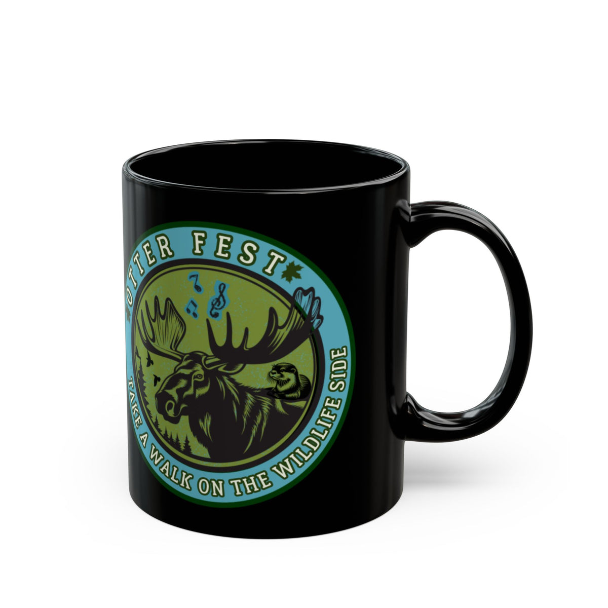 Otter Fest Moose Is On The Loose Mug | Black Ceramic Coffee Cup