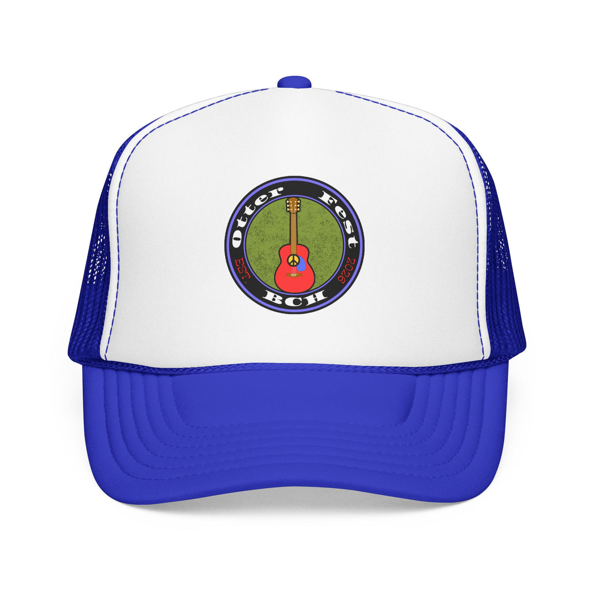 Otter Fest Retro Peace Sign/ Acoustic Guitar Patch Foam Trucker Hat |