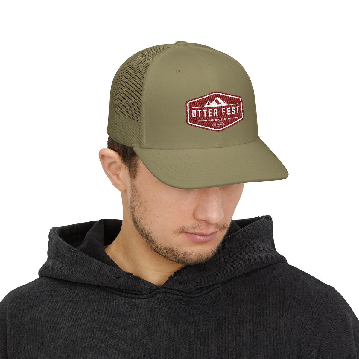 Otter Fest Mountain Badge Snapback Trucker Cap | Outdoor Logo Hat
