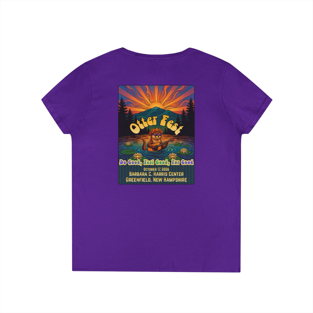 Otter Fest graphic V-Neck T-Shirt | Otter Illustration, Sunset Lake Scene