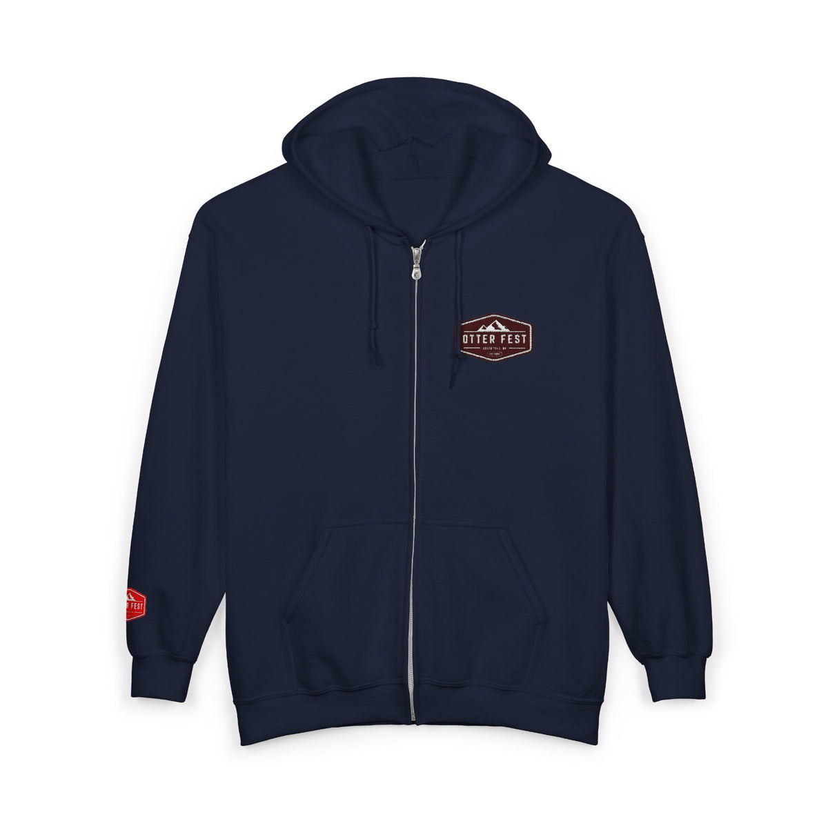 Otter Fest Shield Logo Zip Hoodie | White Full-Zip Sweatshirt