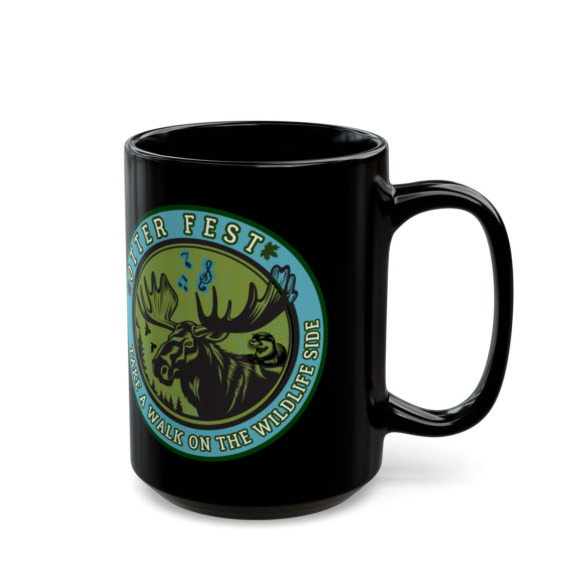 Otter Fest Moose Is On The Loose Mug | Black Ceramic Coffee Cup