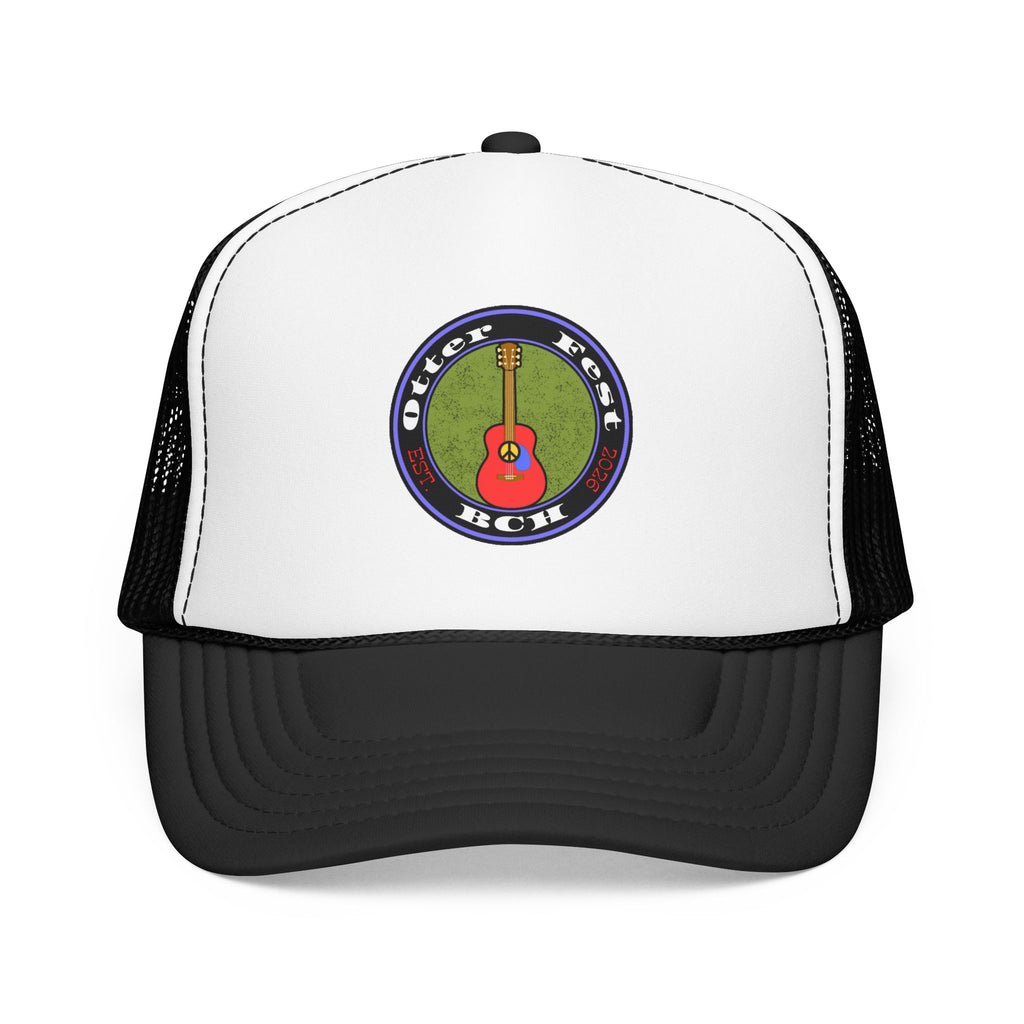 Otter Fest Retro Peace Sign/ Acoustic Guitar Patch Foam Trucker Hat |