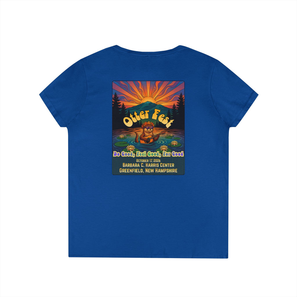 Otter Fest graphic V-Neck T-Shirt | Otter Illustration, Sunset Lake Scene