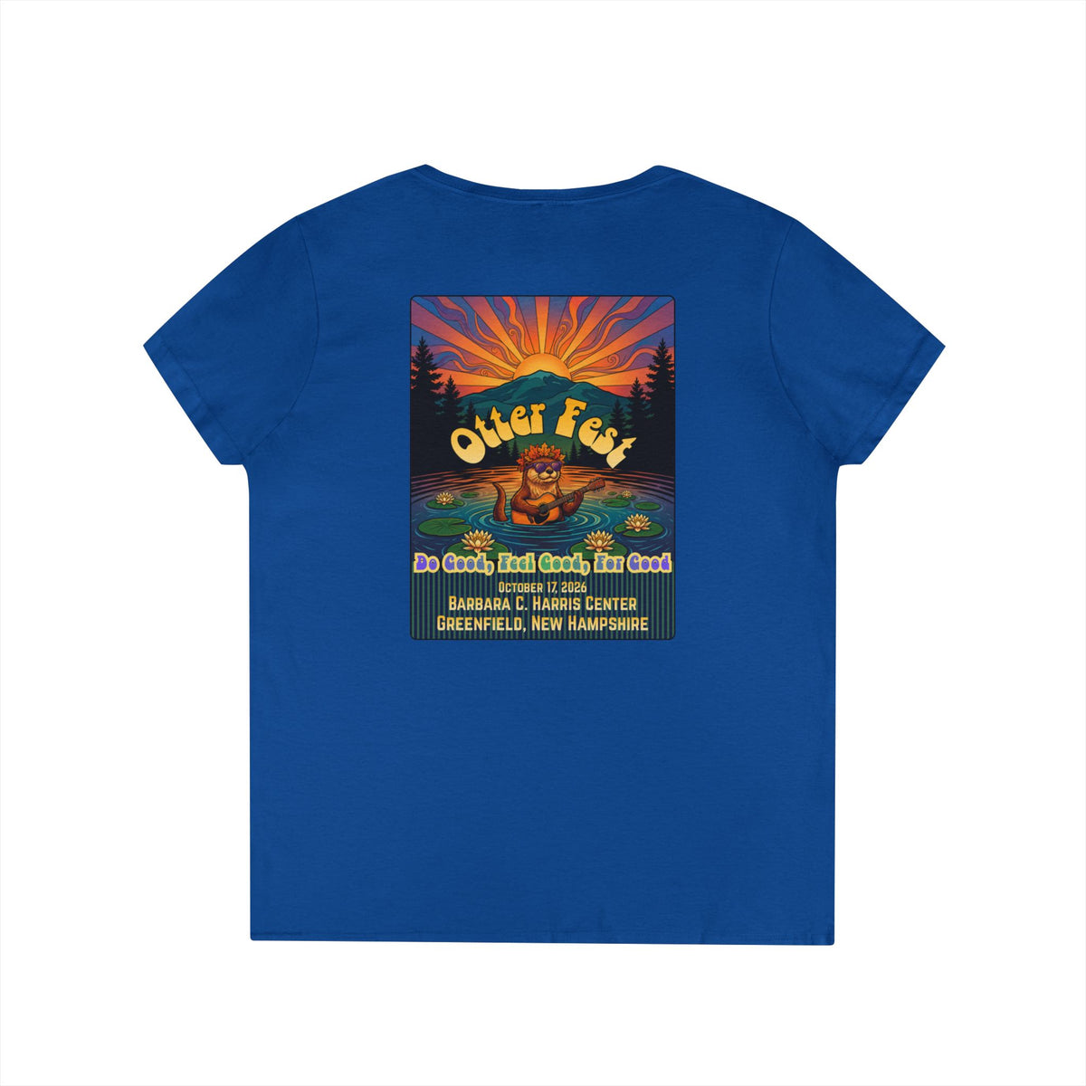 Otter Fest graphic V-Neck T-Shirt | Otter Illustration, Sunset Lake Scene