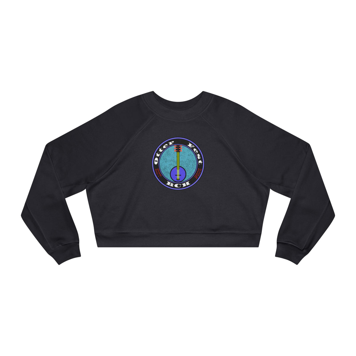 Otter Fest Picking' & Grinning Women's Cropped Banjo Sweatshirt | Musician Instrument Graphic