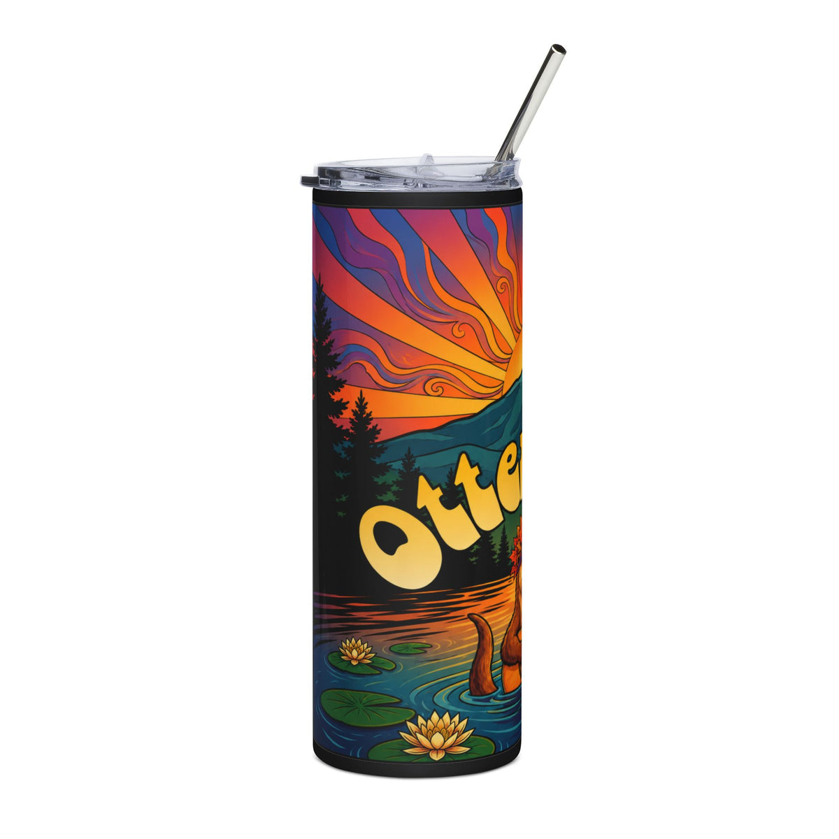Otter Fest Clem Lake-side Guitar Jams Stainless Straw & Tumbler | 20oz Stainless Steel Tumbler