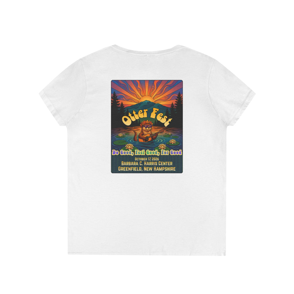 Otter Fest graphic V-Neck T-Shirt | Otter Illustration, Sunset Lake Scene