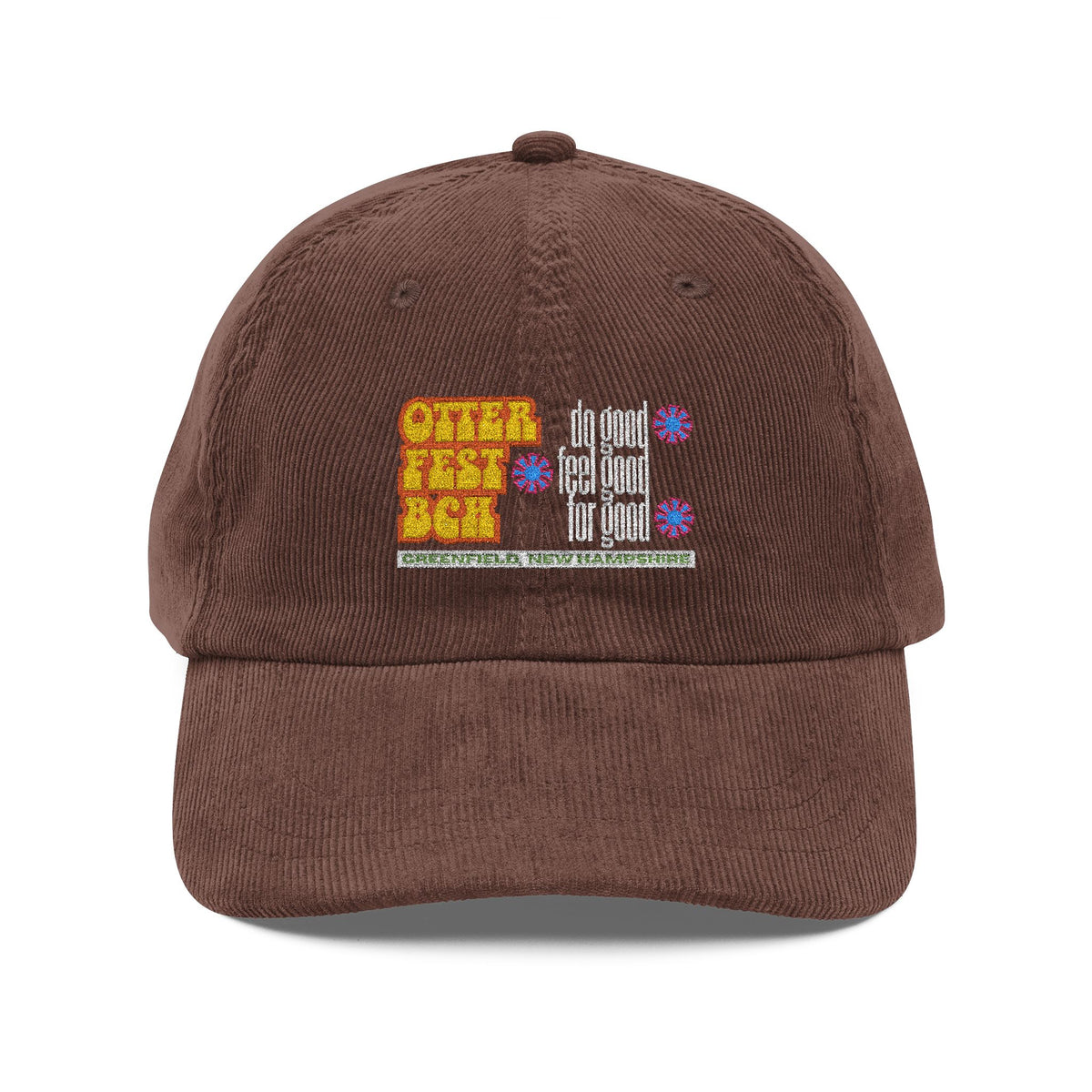 Otter Fest Embroidered Do Good, Feel Good, For Good Cabin Cap | Corduroy Baseball Hat