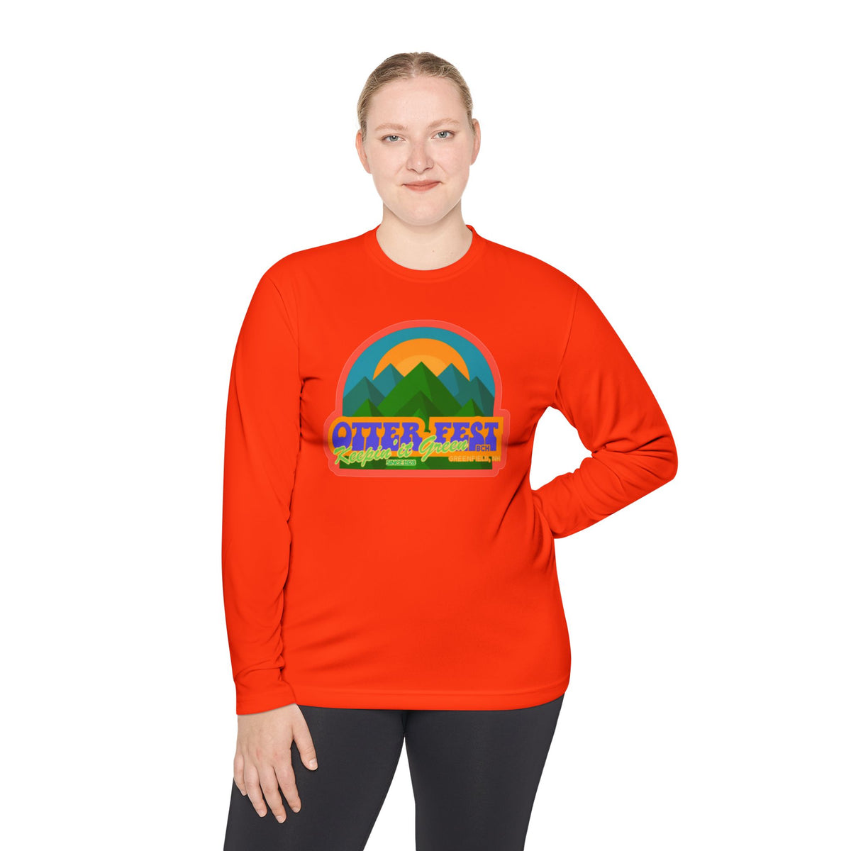 Otter Fest Mountain, Keeping it Green Long Sleeve Tee | Retro Outdoor Festival Shirt