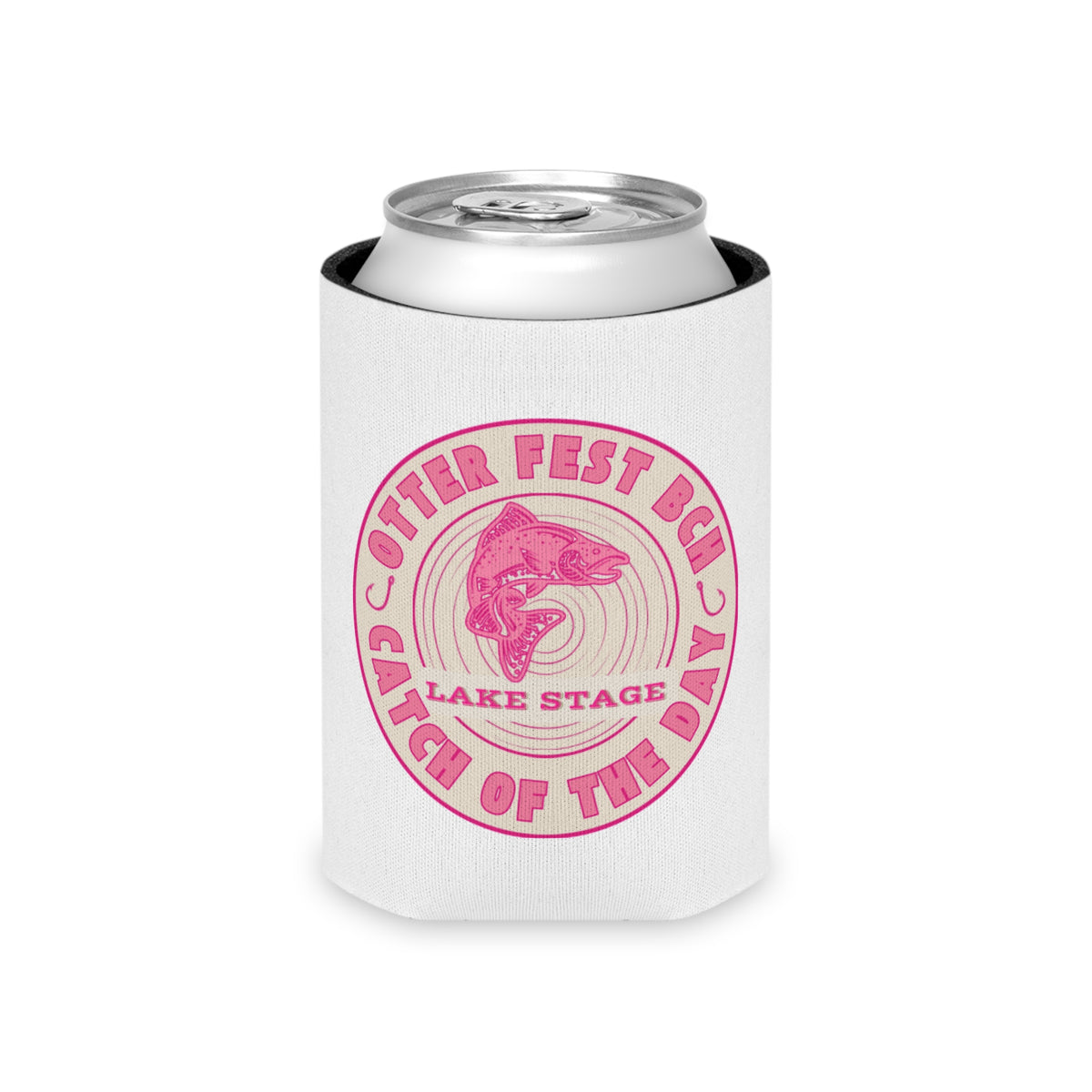 Otter Fest Catch of the Day Logo Can Cooler | Breast Cancer Awareness Month