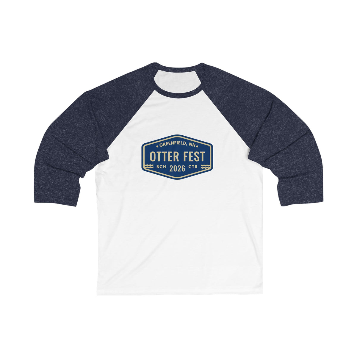Otter Fest 2026 Classic Navy Badge Baseball Tee | Otter Fest Raglan
