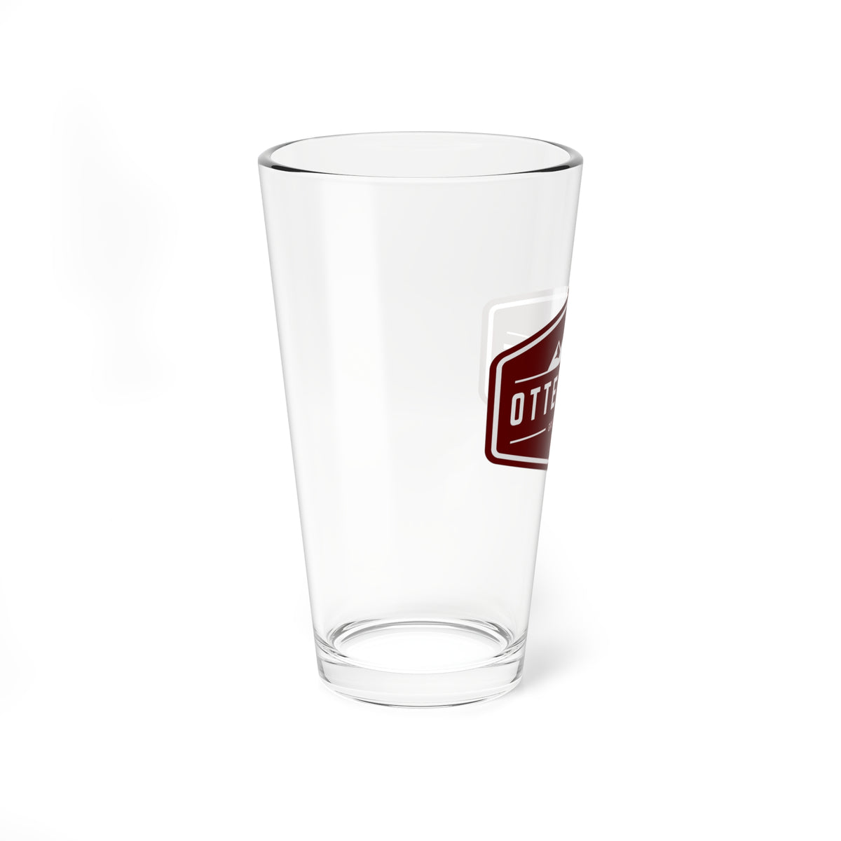 Burgundy Otter Fest Mountain Badge Mixing Glass | 16oz Pint Glass