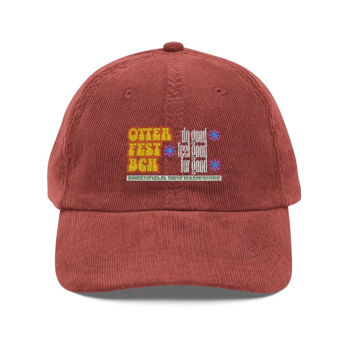 Otter Fest Embroidered Do Good, Feel Good, For Good Cabin Cap | Corduroy Baseball Hat