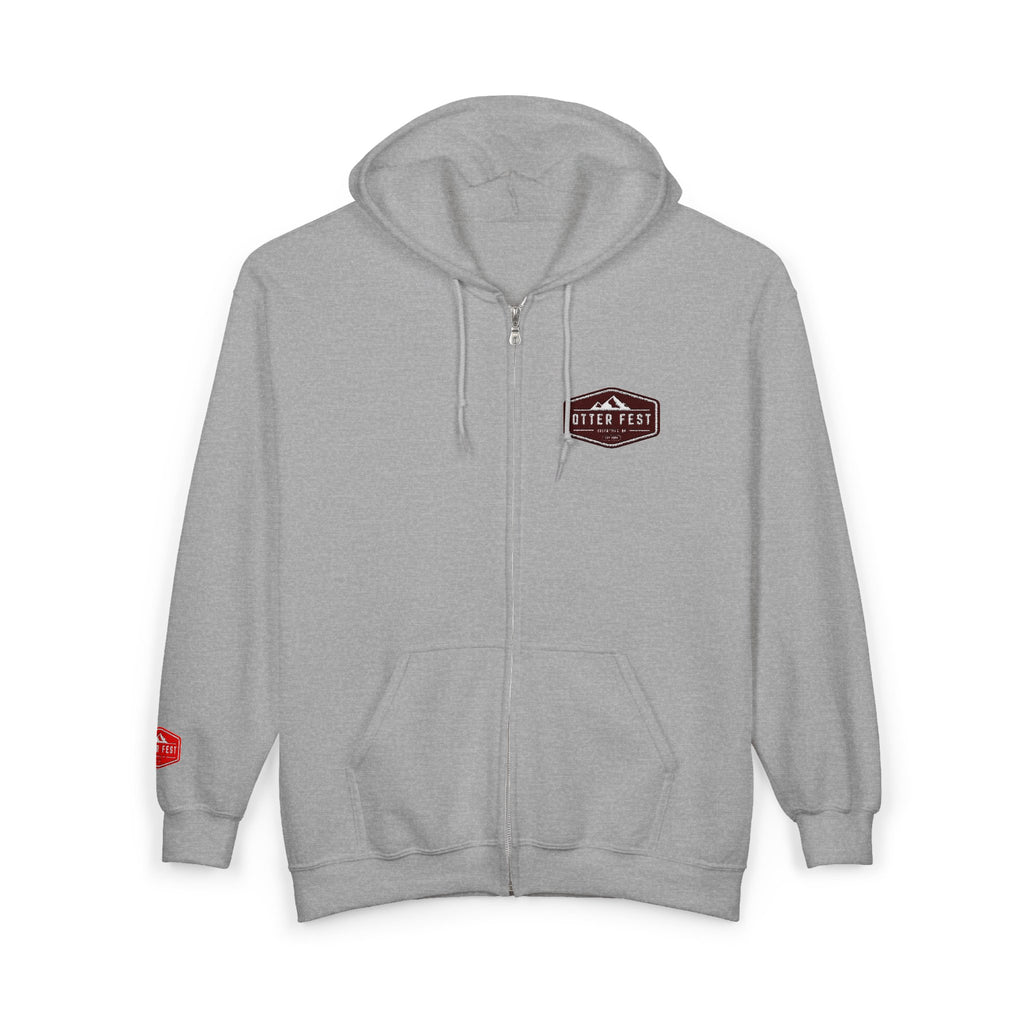 Otter Fest Shield Logo Zip Hoodie | White Full-Zip Sweatshirt