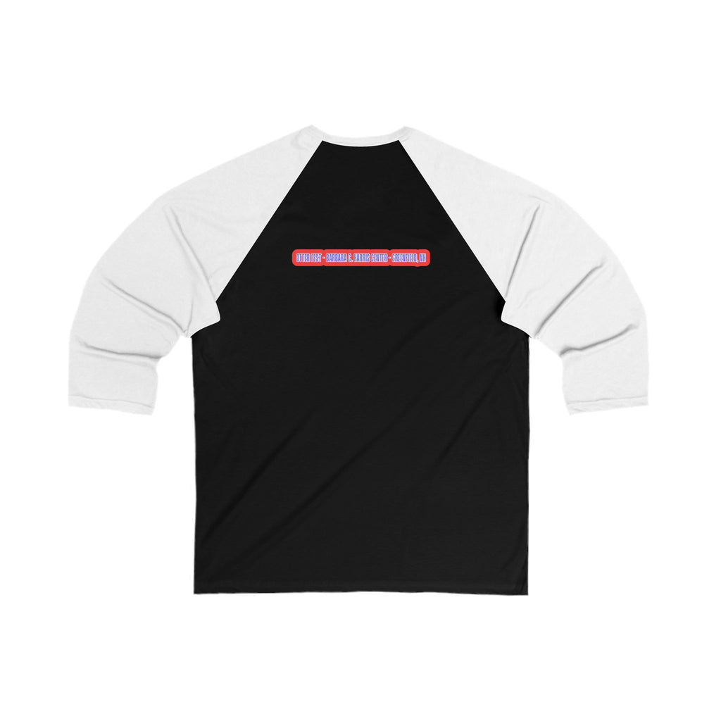 Otter Fest Retro Sunset Stripes Clem takes the Mic Logo Baseball Tee | Otter Fest