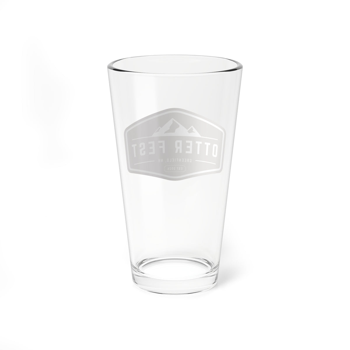 Burgundy Otter Fest Mountain Badge Mixing Glass | 16oz Pint Glass