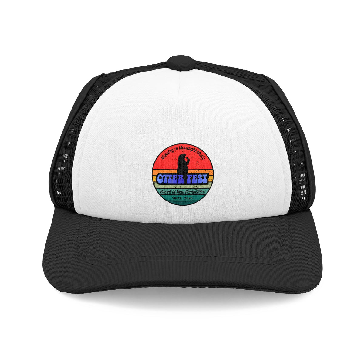 Otter Fest Logo PUP Trucker Hat | Retro Rainbow Otter Patch