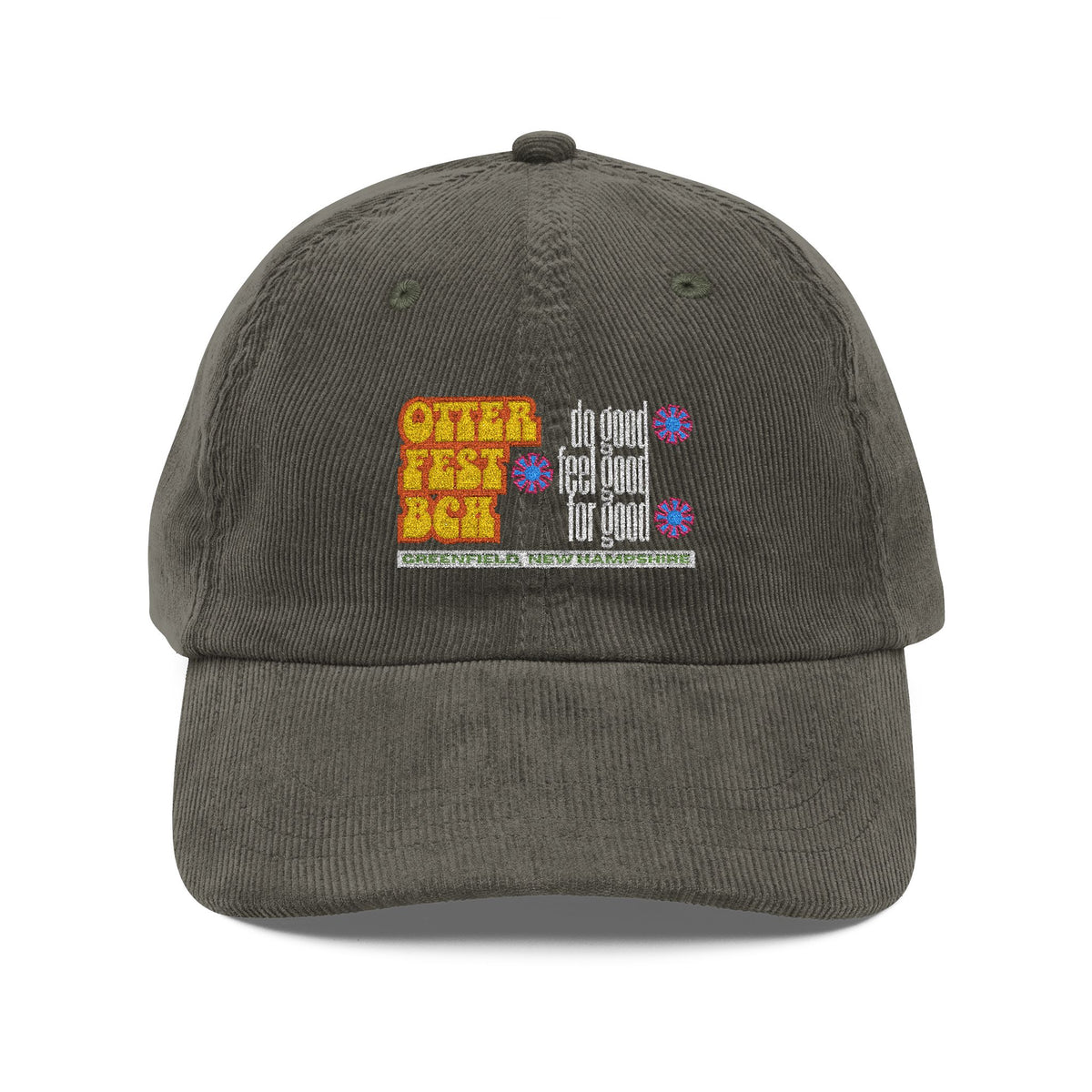 Otter Fest Embroidered Do Good, Feel Good, For Good Cabin Cap | Corduroy Baseball Hat