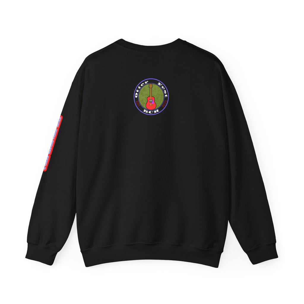 Acoustic Guitar Circle Logo Sweatshirt | Retro Folk Music Graphic