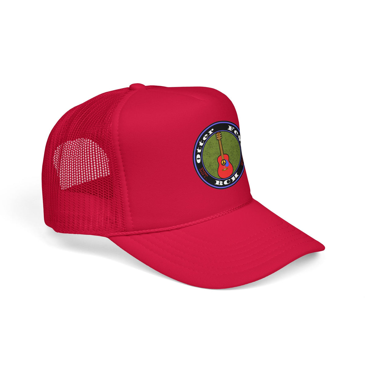 Otter Fest Retro Peace Sign/ Acoustic Guitar Patch Foam Trucker Hat |