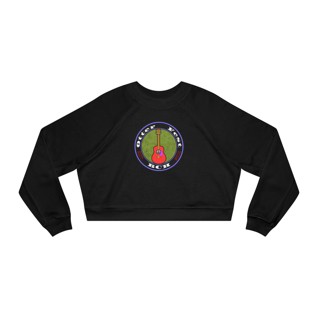 Otter Fest Acoustic Guitar Rose Patch circle design Cropped Pullover | Guitar music motif