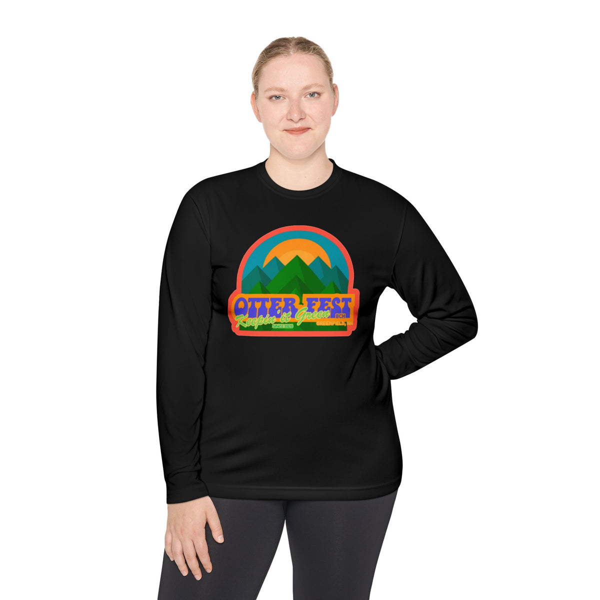 Otter Fest Mountain, Keeping it Green Long Sleeve Tee | Retro Outdoor Festival Shirt